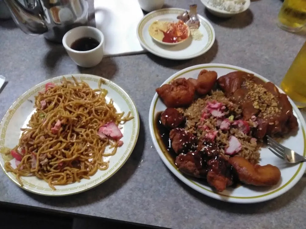 Almond Chicken Sweet Sour Pork Chow Mein and Prawns